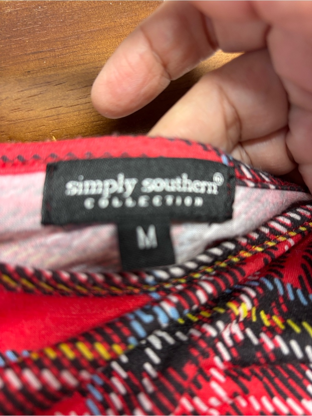 Simply Southern Red Plaid & Light Gray Knot-Front Long Sleeve Tee - Picture 5 of 5